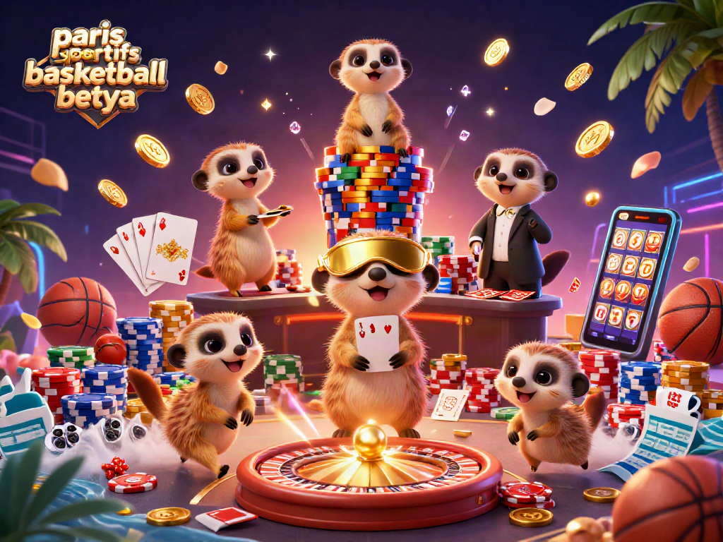 Place your bets with paris sportifs basketball betya in an exciting meerkat casino scene featuring sports elements.