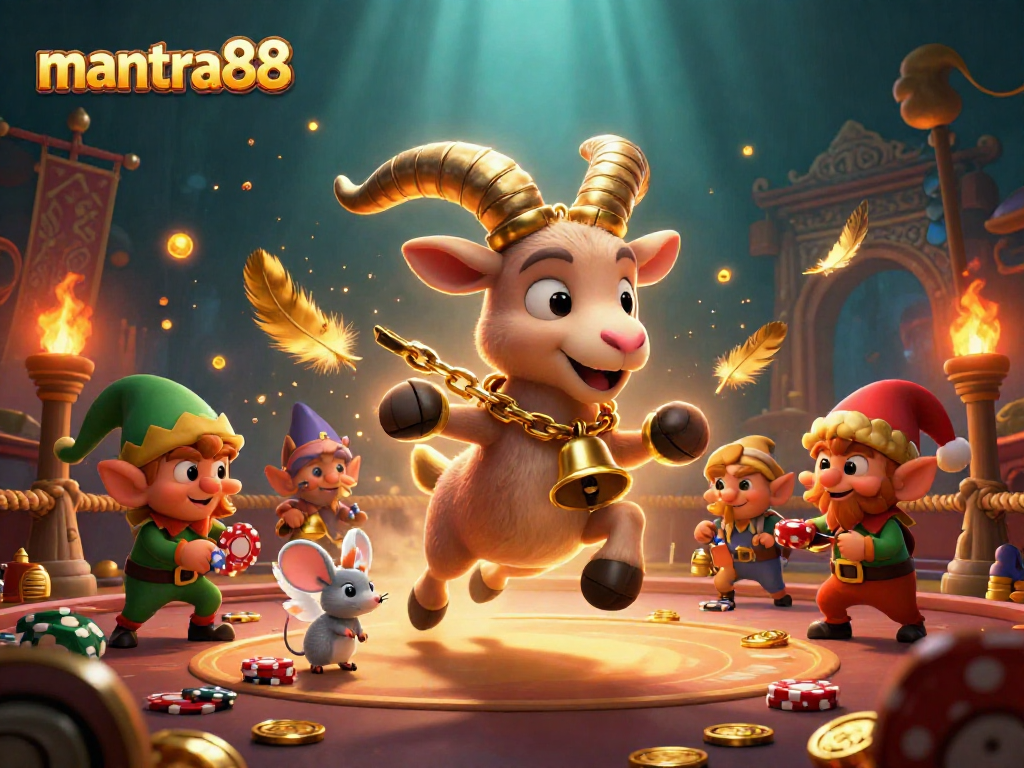 Experience the thrill of mantra88 with Krampus running a casino and playful characters in action.