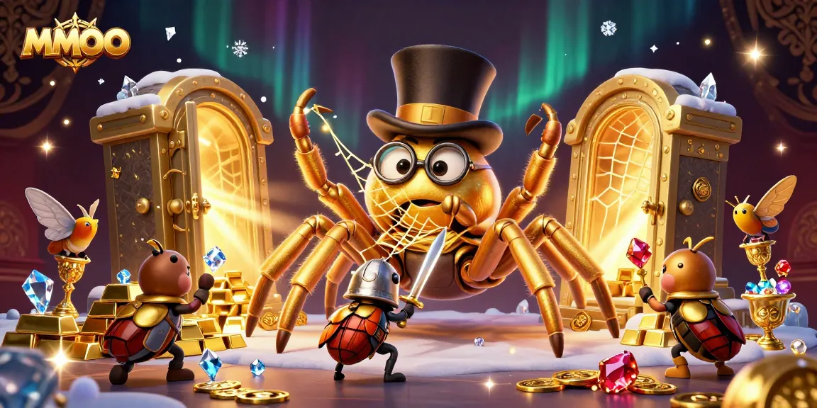 Experience excitement at MMOO with a vibrant, illustrated scene of casino elements and adventure.