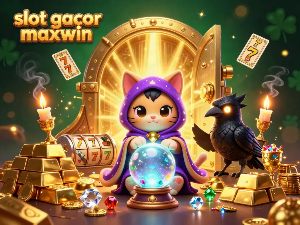 Experience thrilling wins with slot gacor maxwin in a vibrant casino scene featuring glowing gems and dynamic characters.