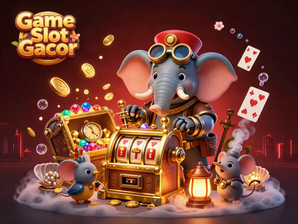 Mainan slot Gacor dikelilingi karakter unik dan harta karun kasino yang menarik.
