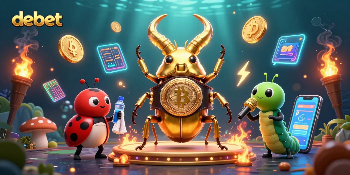 Engage with debet in this vibrant scene featuring a boxing beetle and gaming elements.
